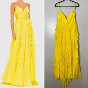 MAC DUGGAL DRESS GOWN 10 YELLOW BRIDESMAID FORMAL EVENING EVENT WEDDING GUEST